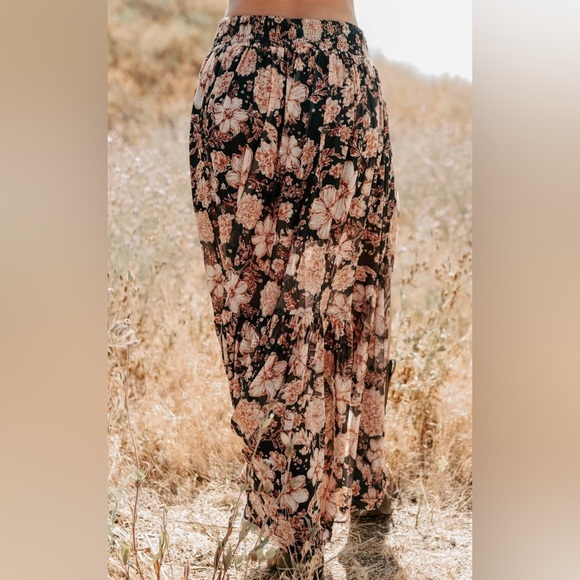 NWT Promesa Floral Print Asymmetrical High Low Hi/Lo Smocked Maxi Skirt - Picture 6 of 10